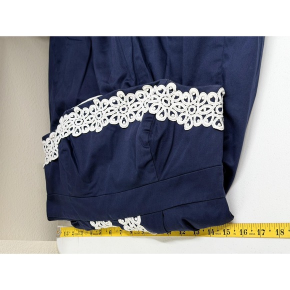 Lilly Pulitzer Dress Women 10 Navy White Betsey Strapless Lace Trim Resort Party - Picture 12 of 13